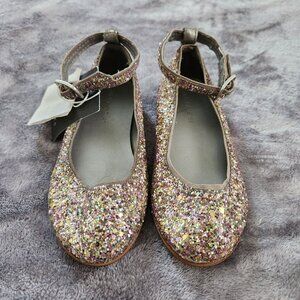 ZaraGirls Glittery Ballet Flats With Ankle Strap Size 25/8 tooddler Multicolor